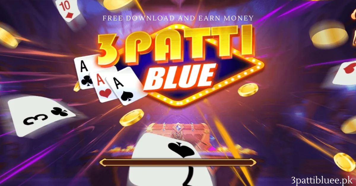 3 Patti Blue Android app home screen with Teen Patti and real money games